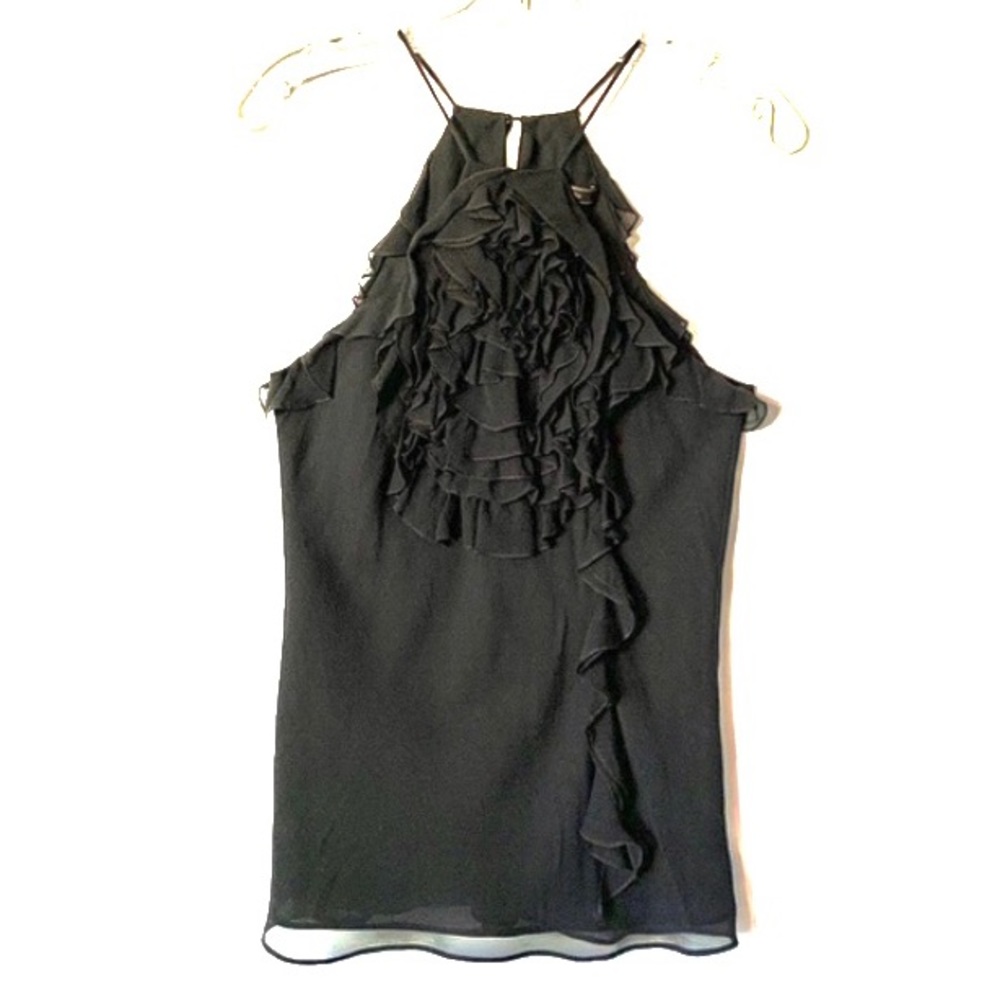 BCBG Maxazria Ruffle Halter Neck  Top Black XSmall